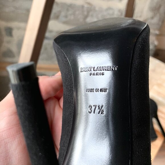 Saint Laurent Paris Black Suede Anja Heels - Picture 10 of 11
